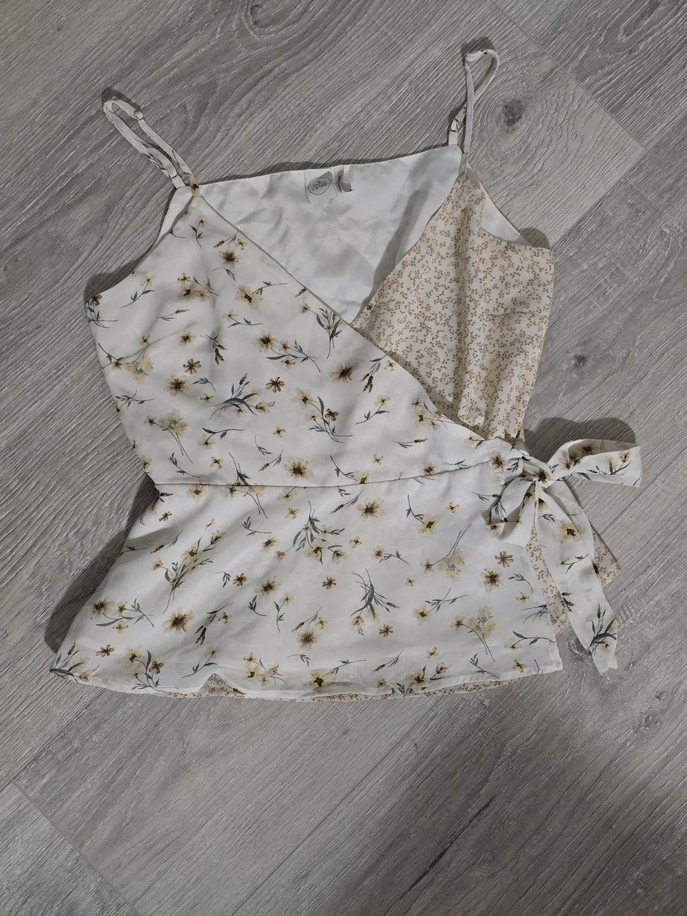 Paper Crane Floral Wrap Cami Top - White & Cream
